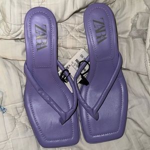 BNWT Zara Purple Slingback Sandal Kitten Heels